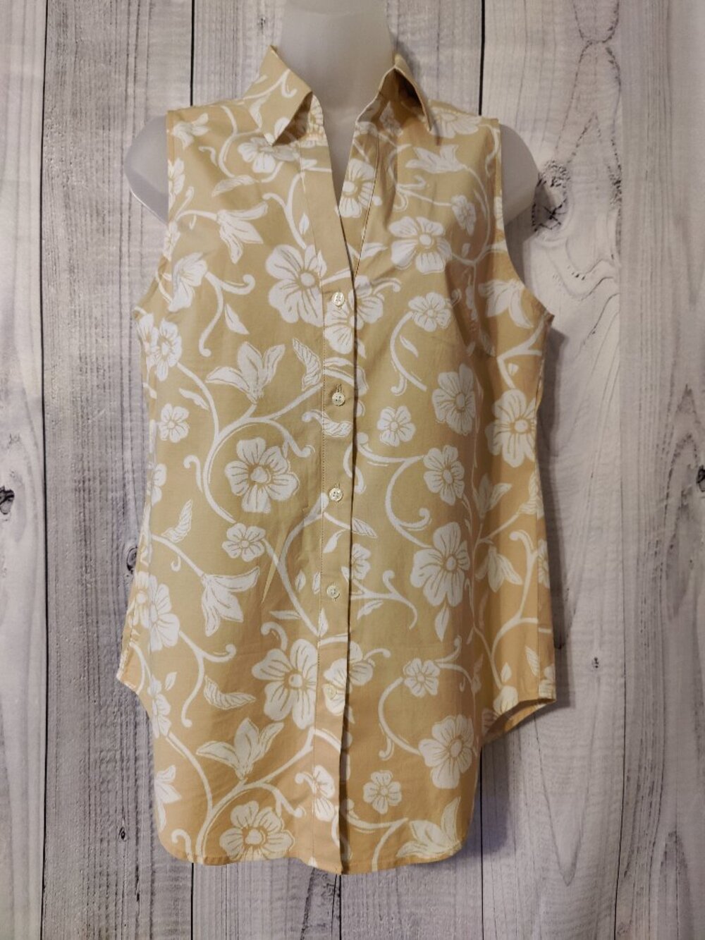 Ann Taylor Yellow Floral Sleeveless Button-Down Top — NWT
